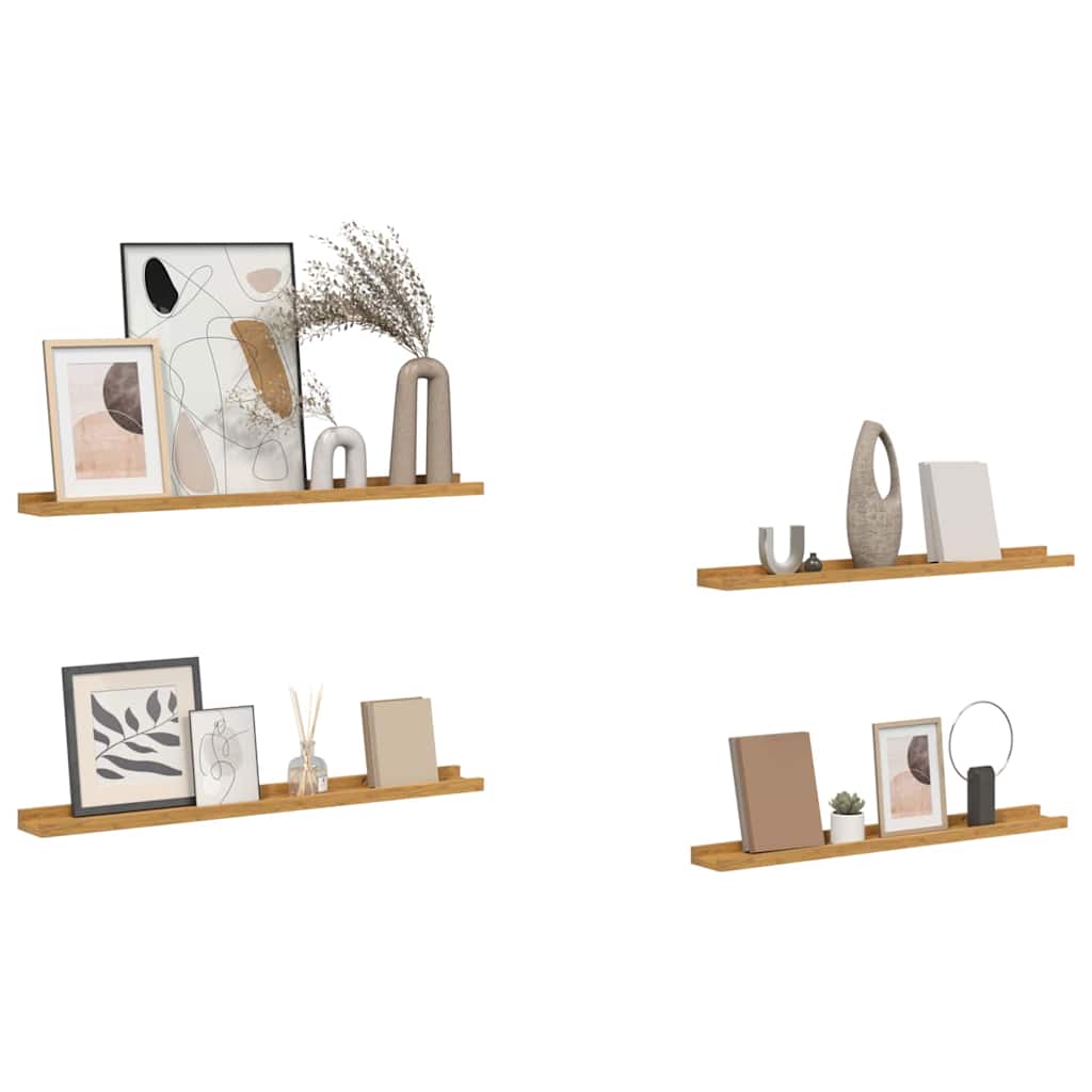 Wall Shelf 4pc Floating Set 80cm Beige Engineered Wood Storage Shelves 80 cm