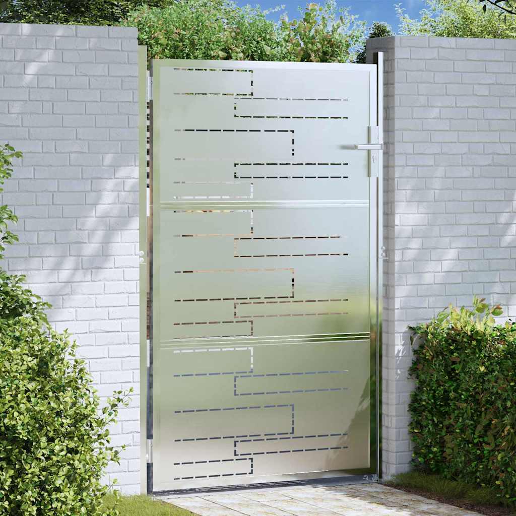 Garden Gate With Lock Silver 85 X 120 Cm Stainless Steel