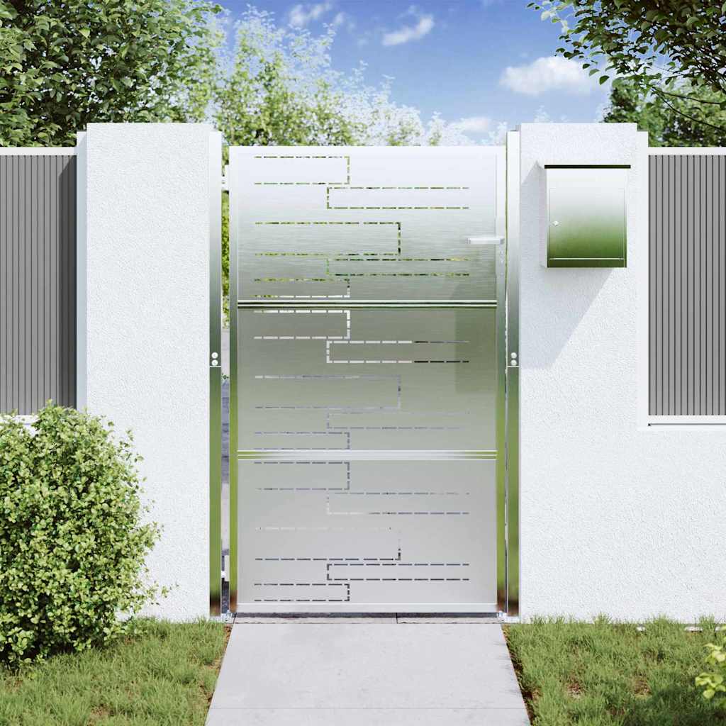 Garden Gate With Lock Silver 85 X 120 Cm Stainless Steel
