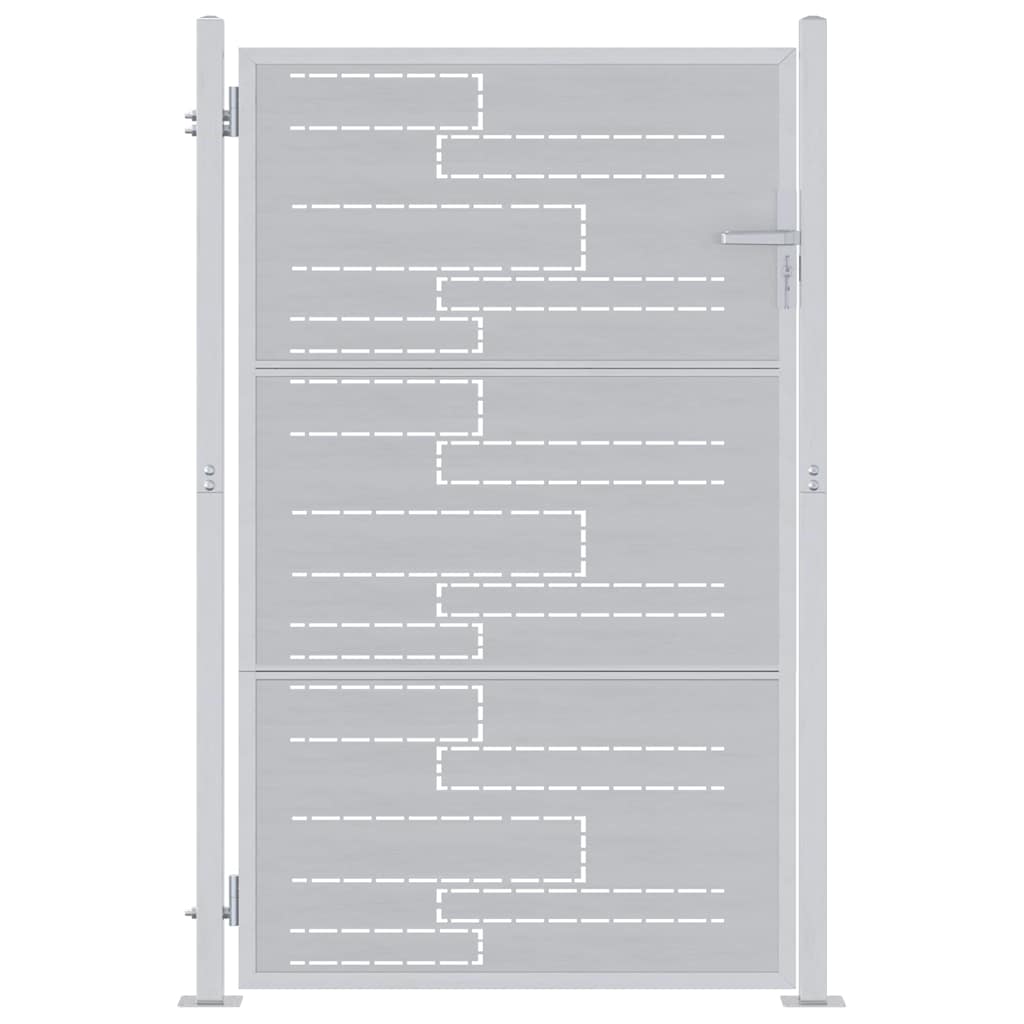 Garden Gate With Lock Silver 85 X 120 Cm Stainless Steel