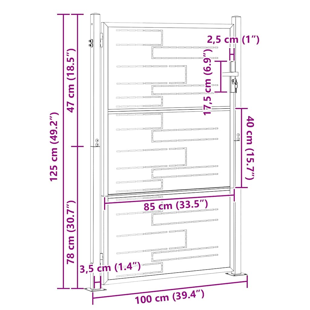 Garden Gate With Lock Silver 85 X 120 Cm Stainless Steel