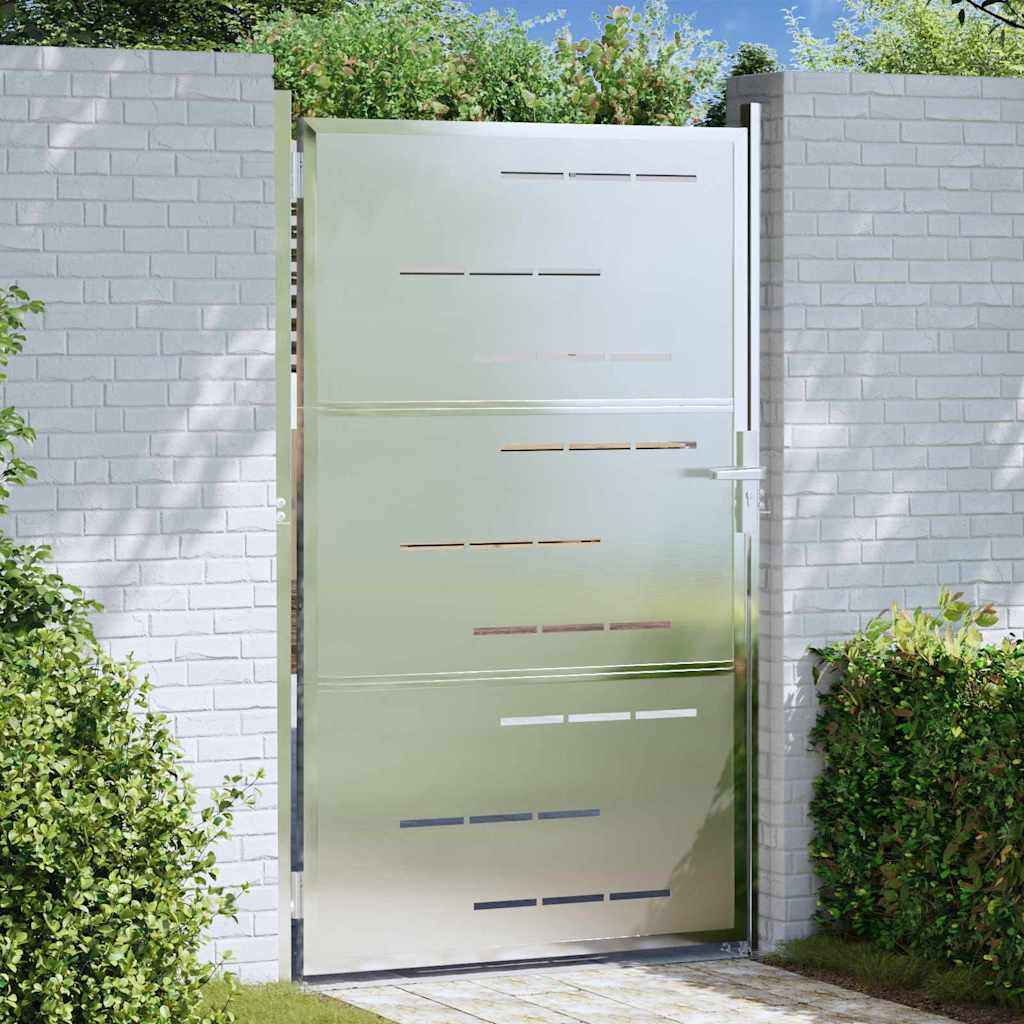 Garden Gate With Lock Silver 85 X 120 Cm Stainless Steel