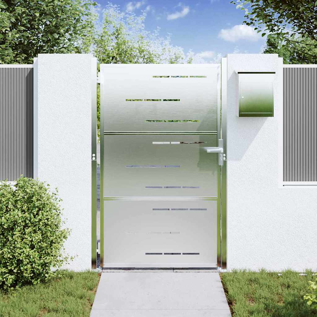 Garden Gate With Lock Silver 85 X 120 Cm Stainless Steel