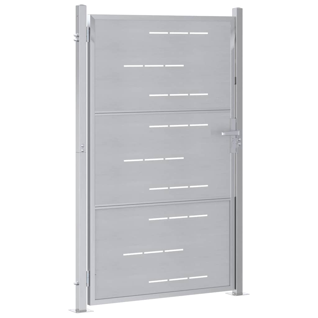 Garden Gate With Lock Silver 85 X 120 Cm Stainless Steel