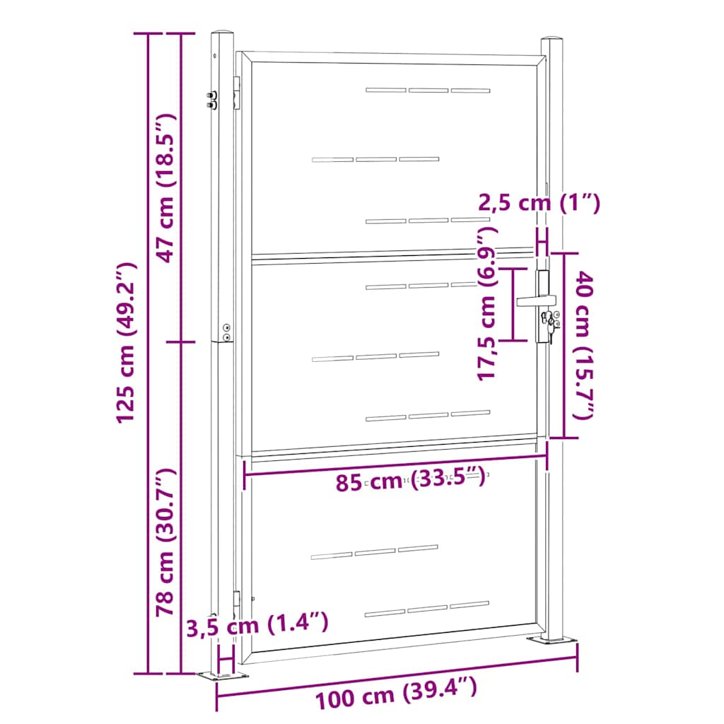 Garden Gate With Lock Silver 85 X 120 Cm Stainless Steel