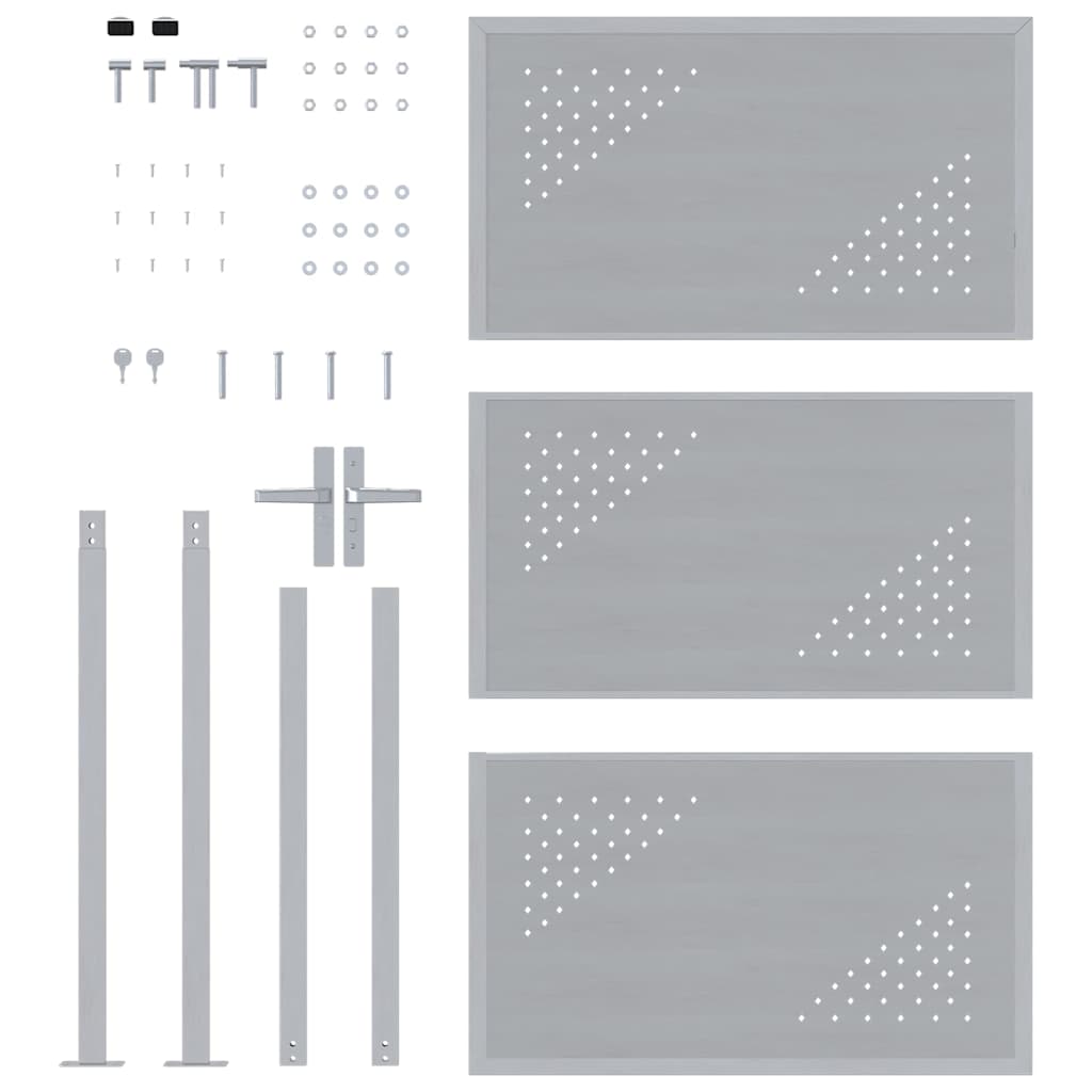 Garden Gate Stainless Steel 100x125cm Lockable Outdoor Fence Silver