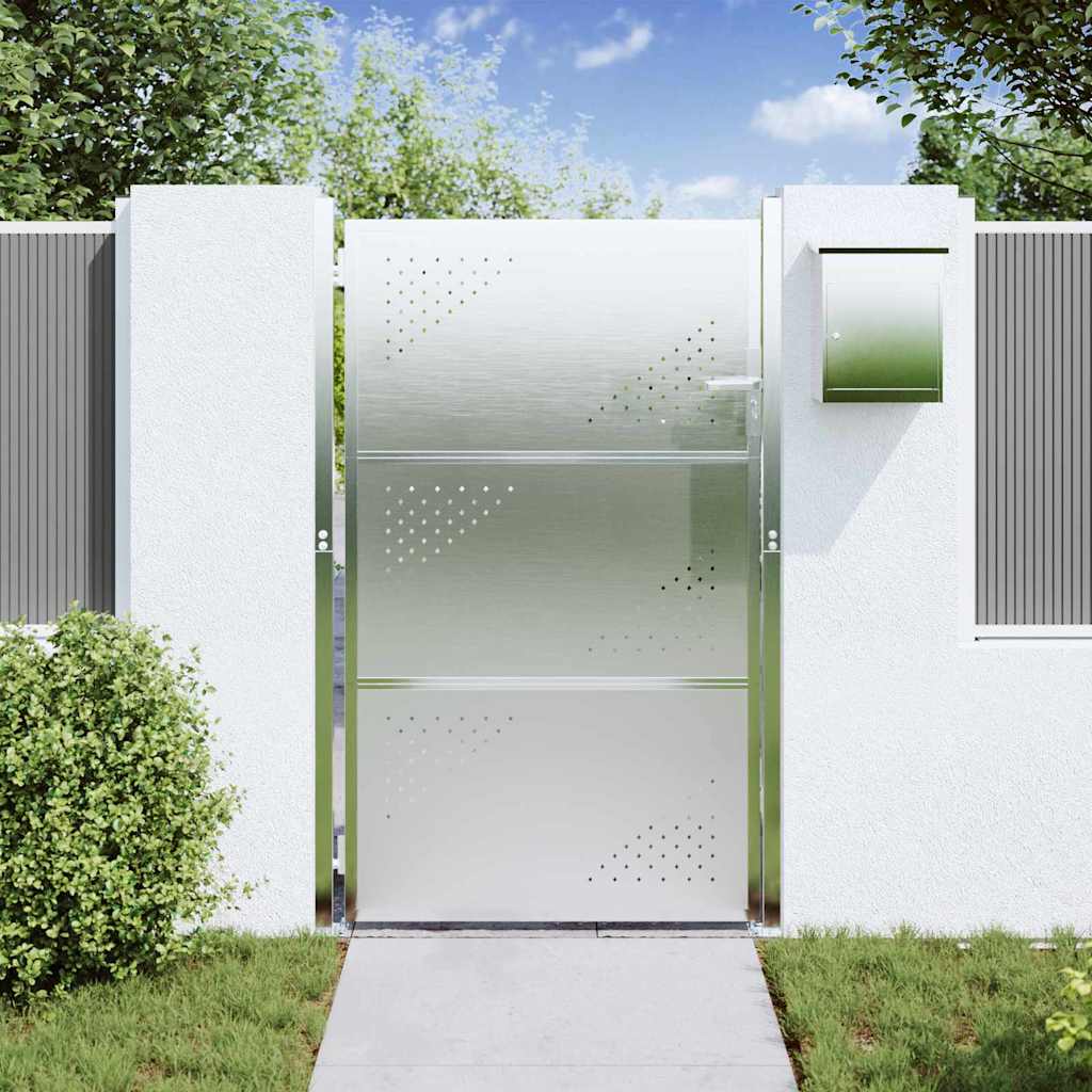 Garden Gate Stainless Steel 100x125cm Lockable Outdoor Fence Silver