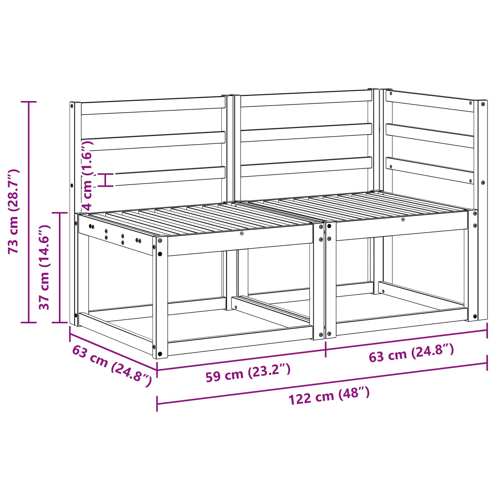 Outdoor Middle And Corner Sofa 2 Piece