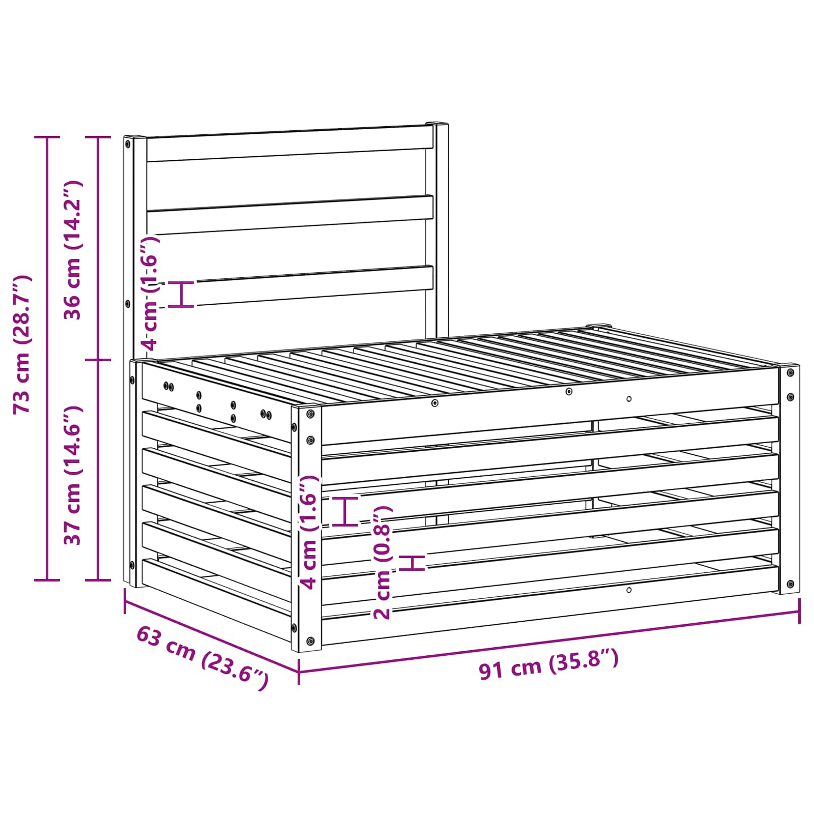Outdoor 91 X 63 X 73 Cm Solid Acacia Wood