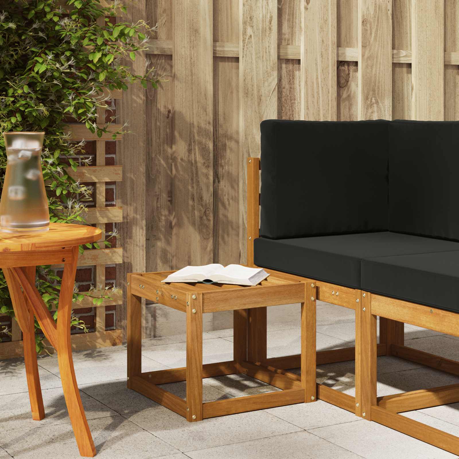 Outdoor Stool Bench 43 X 43 X 37 Cm Solid Acacia Wood