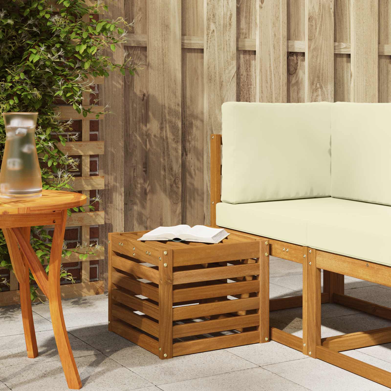 Outdoor Stool Bench 43 X 43 X 37 Cm Solid Acacia Wood