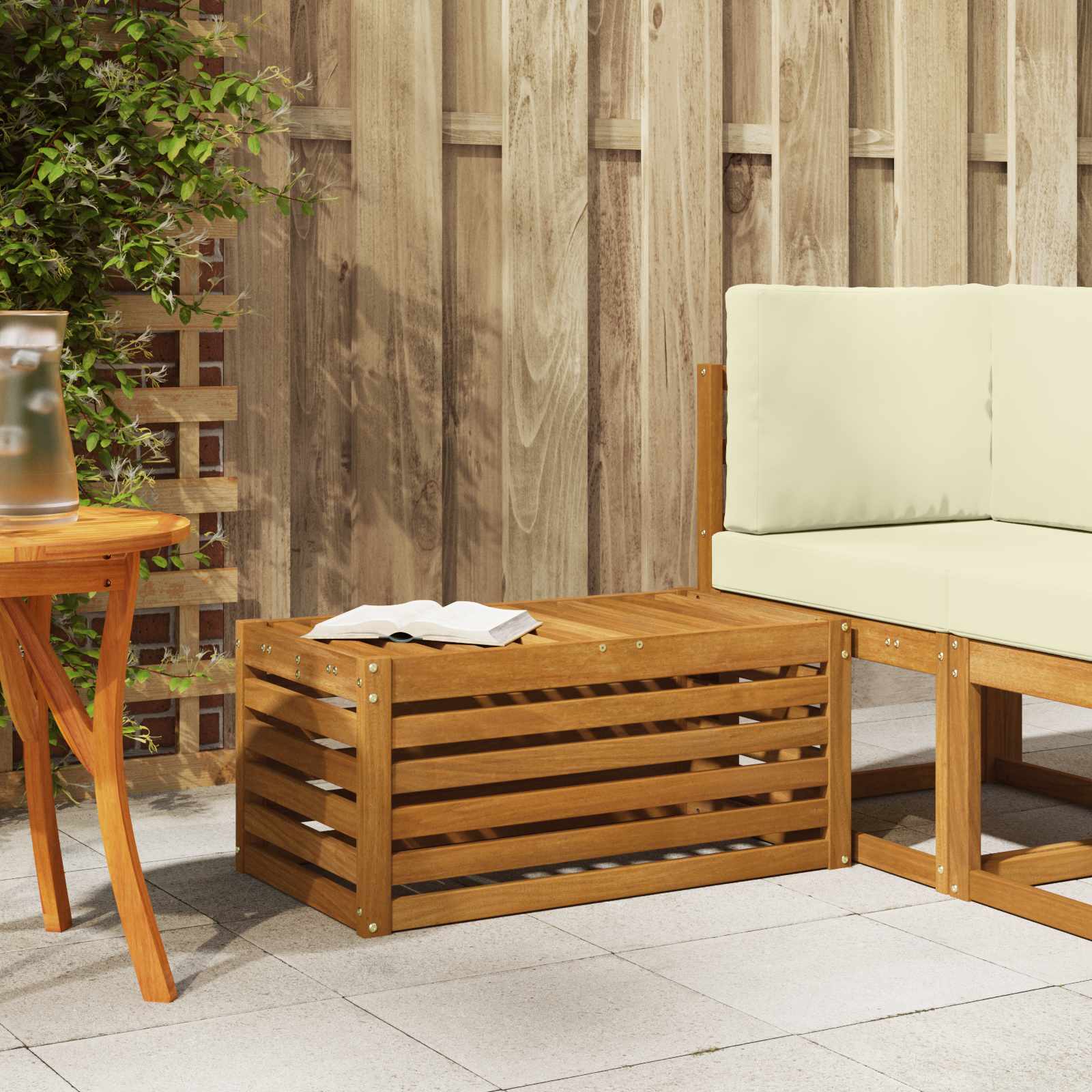 Outdoor Stool Bench 43 X 43 X 37 Cm Solid Acacia Wood