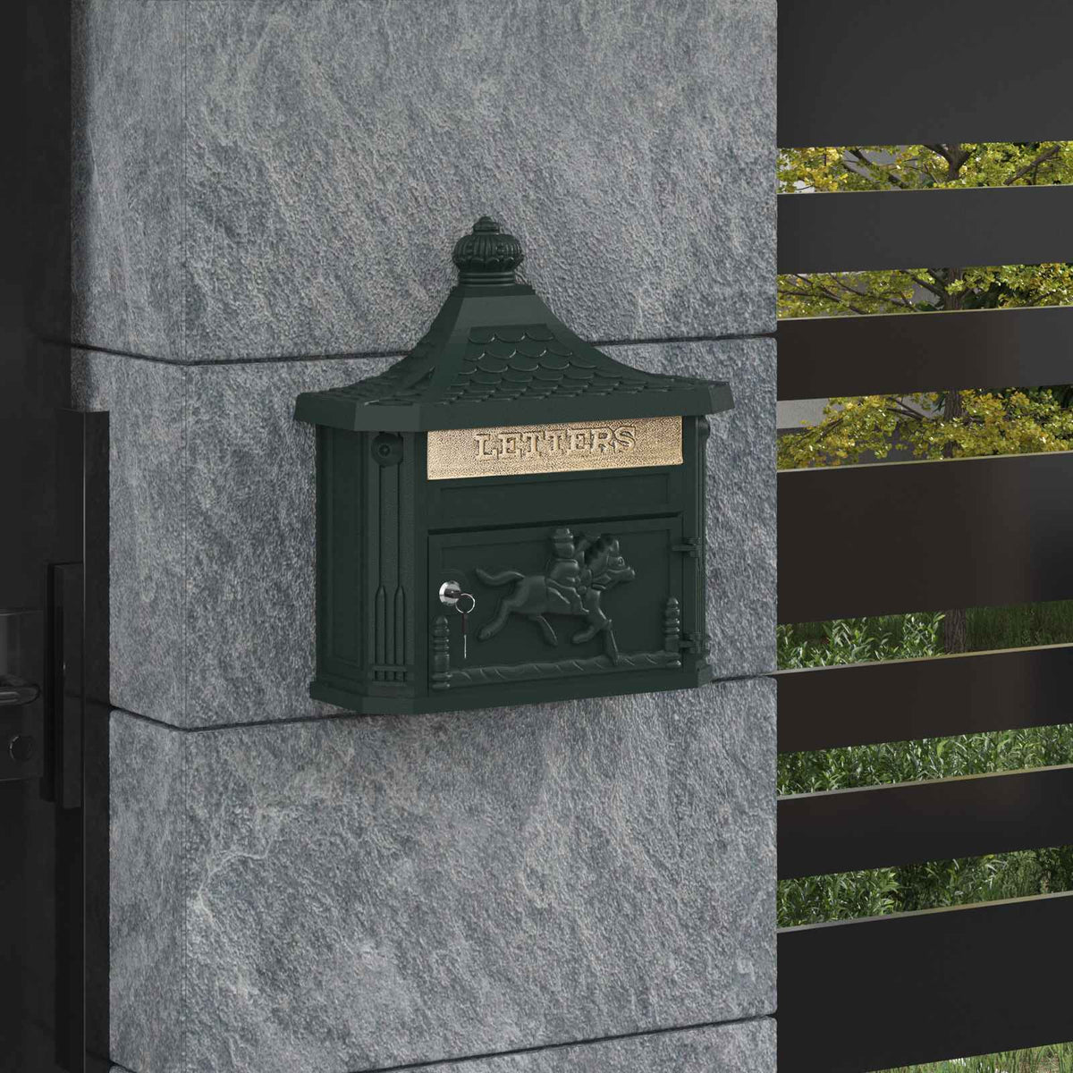 Post Boxes Vintage Bronze Mailbox Wall Mounted Cast Aluminum Lockable Outdoor Re