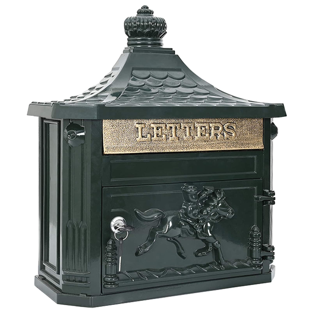 Post Boxes Vintage Bronze Mailbox Wall Mounted Cast Aluminum Lockable Outdoor Re