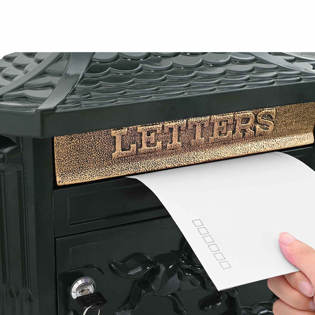 Post Boxes Vintage Bronze Mailbox Wall Mounted Cast Aluminum Lockable Outdoor Re