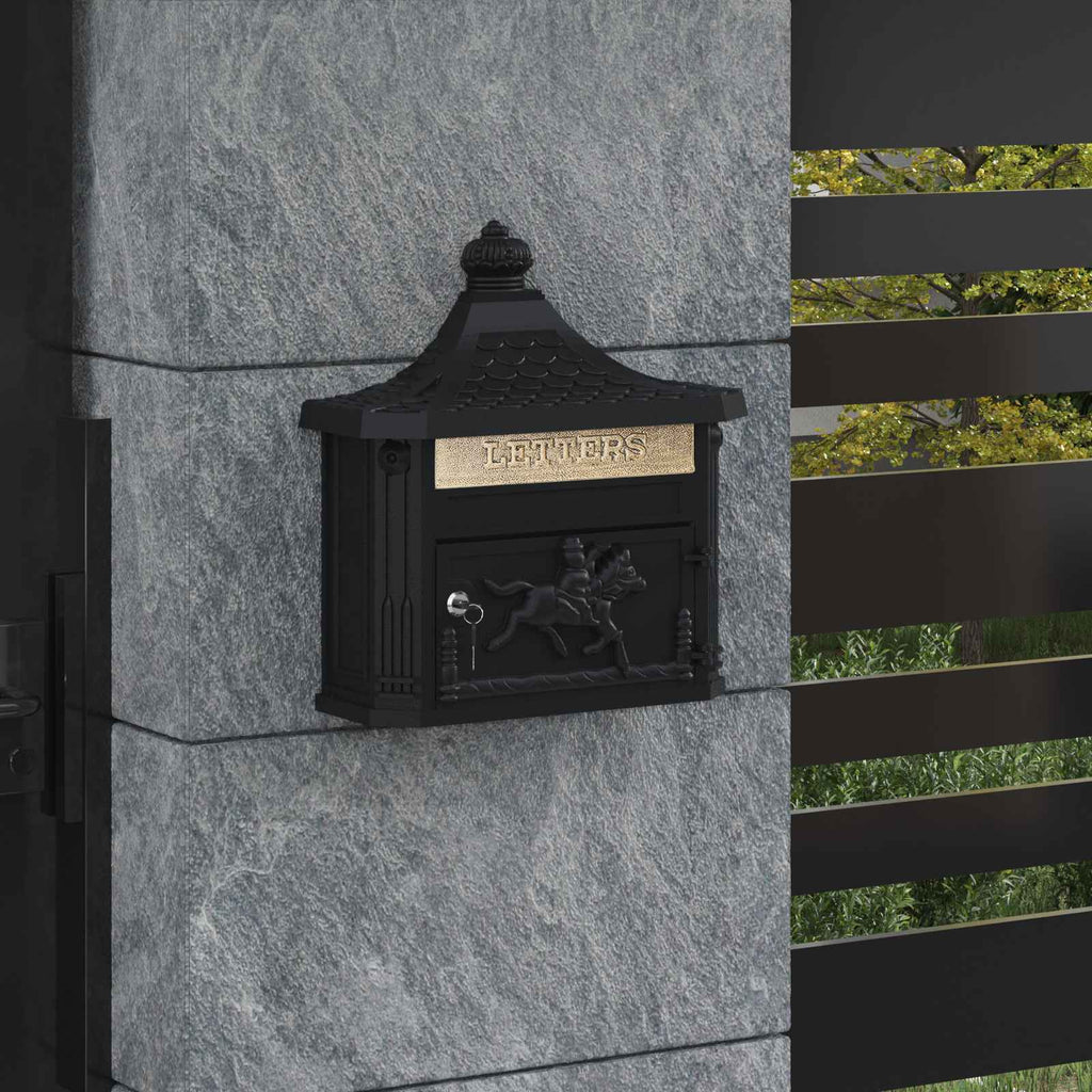 Post Boxes Vintage Bronze Mailbox Wall Mounted Cast Aluminum Lockable Outdoor Re
