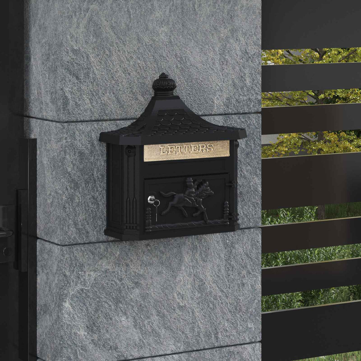 Post Boxes Vintage Bronze Mailbox Wall Mounted Cast Aluminum Lockable Outdoor Re