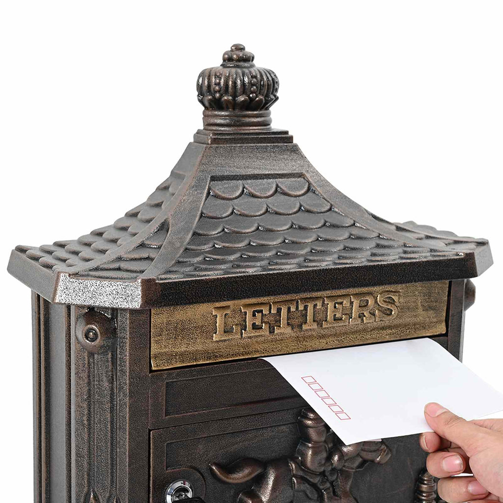 Wall Mounted Mailbox 40.5 X 16 X 45 Cm Cast Aluminum