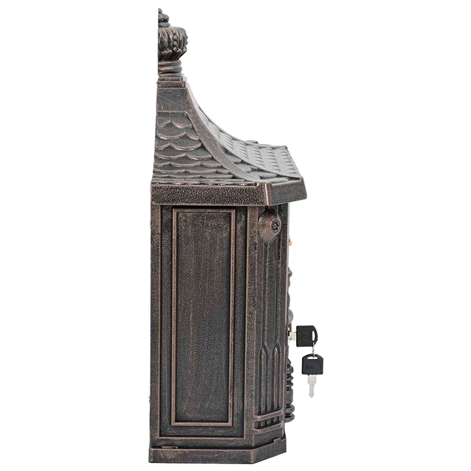 Wall Mounted Mailbox 40.5 X 16 X 45 Cm Cast Aluminum