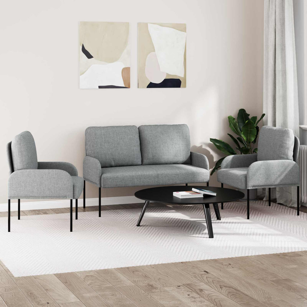 Sofa Sets 3 Pcs Light Grey 115 X 56 X 80 Cm Plywood