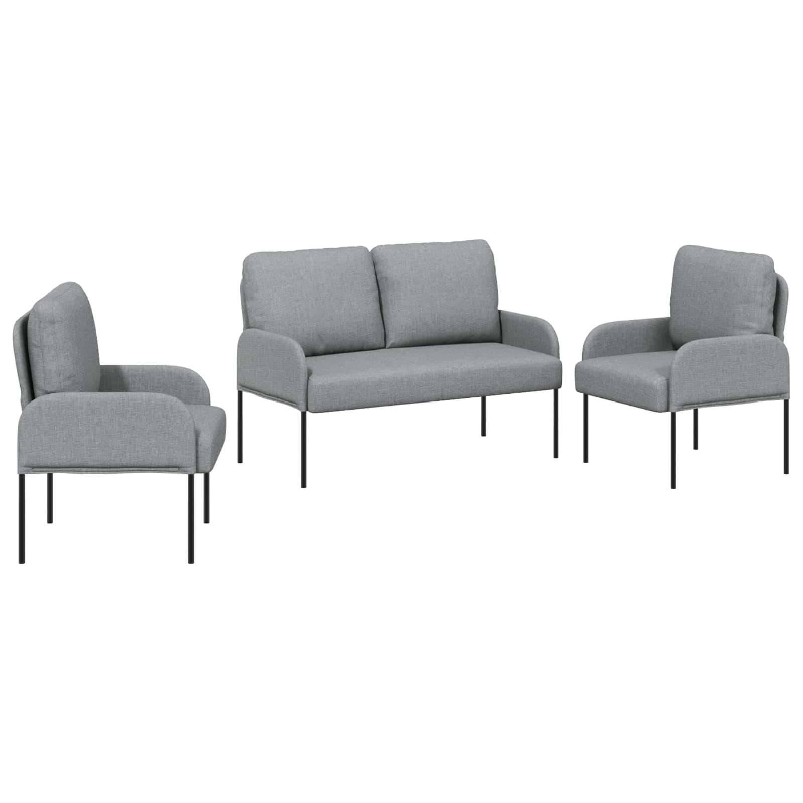 Sofa Sets 3 Pcs Light Grey 115 X 56 X 80 Cm Plywood