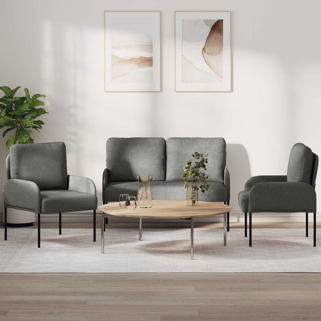 Sofa Sets With Cushion 3 Pcs Dark Grey 115 X 56 X 80 Cm Plywood