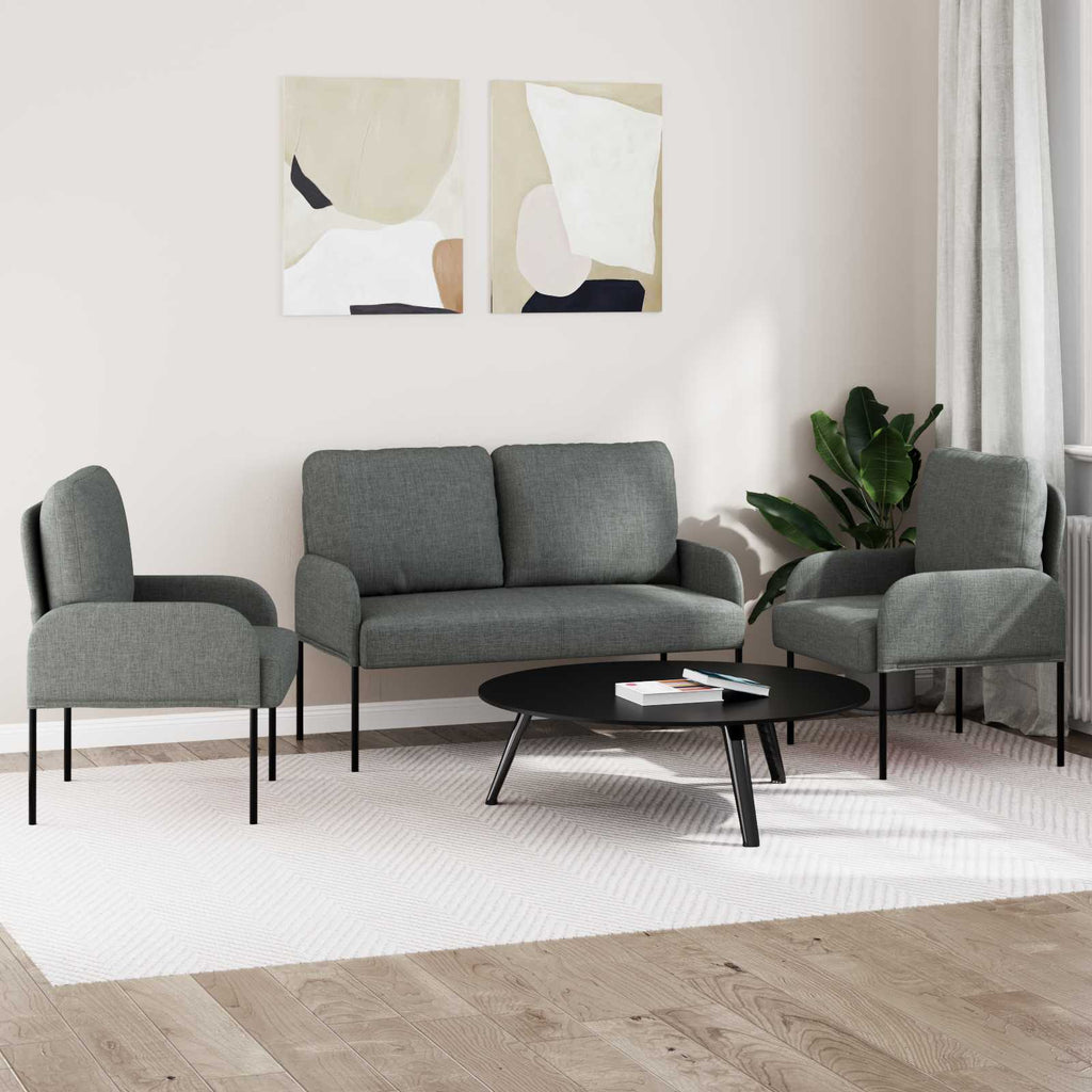 Sofa Sets With Cushion 3 Pcs Dark Grey 115 X 56 X 80 Cm Plywood