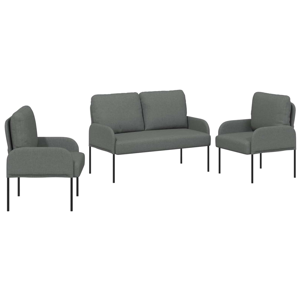 Sofa Sets With Cushion 3 Pcs Dark Grey 115 X 56 X 80 Cm Plywood
