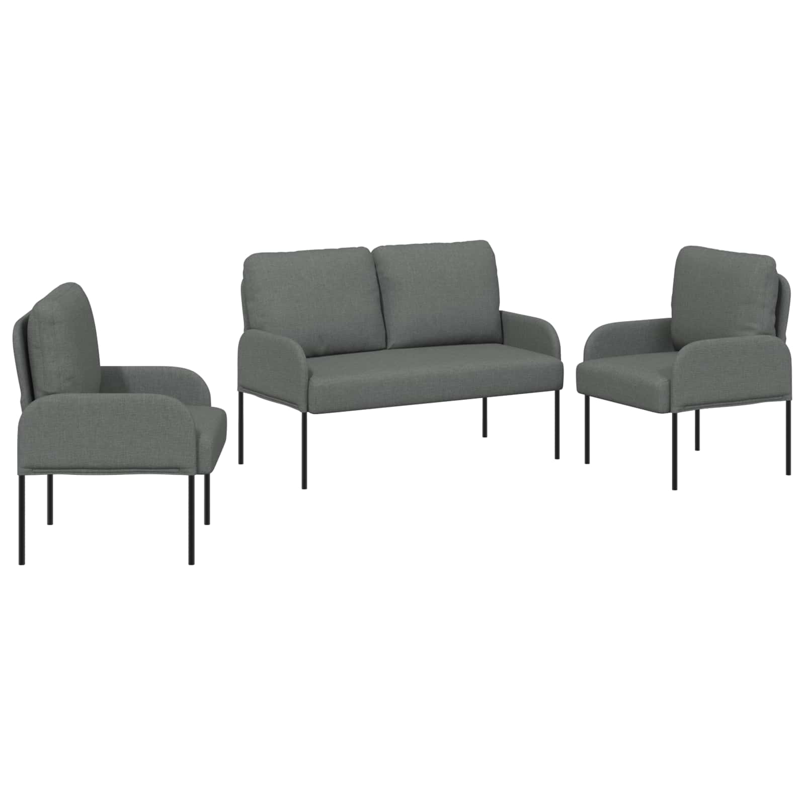 Sofa Sets With Cushion 3 Pcs Dark Grey 115 X 56 X 80 Cm Plywood