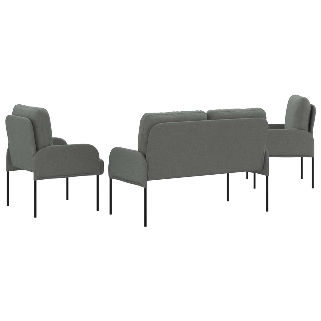 Sofa Sets With Cushion 3 Pcs Dark Grey 115 X 56 X 80 Cm Plywood