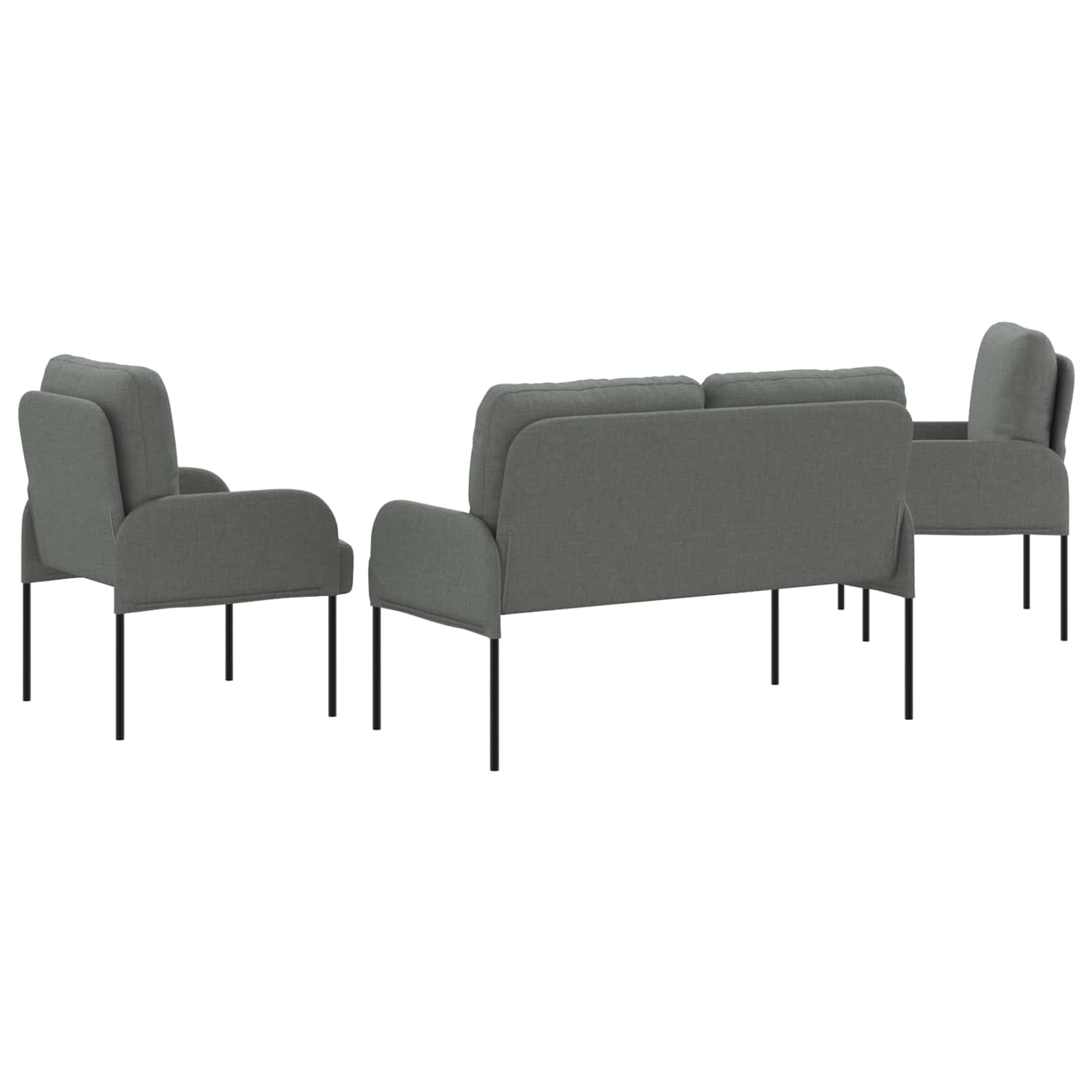 Sofa Sets With Cushion 3 Pcs Dark Grey 115 X 56 X 80 Cm Plywood