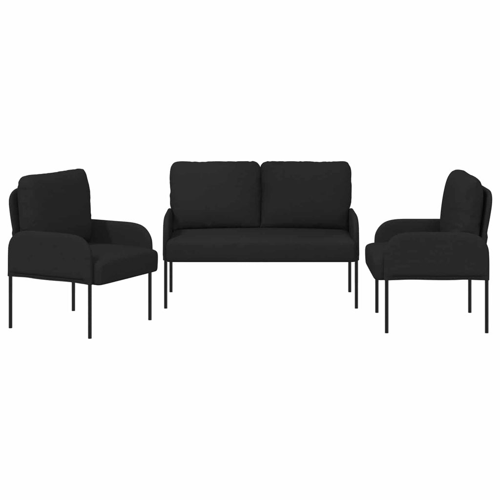 Sofa Sets With Cushion 3 Pcs Black 115 X 56 X 80 Cm Plywood