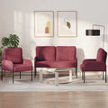 Sofa Sets With Cushion 3 Pcs Wine Red 115 X 56 X 80 Cm Plywood