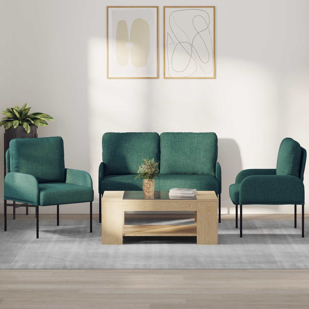 Sofa Sets 3 Pcs Dark Green 115 X 56 X 80 Cm Plywood