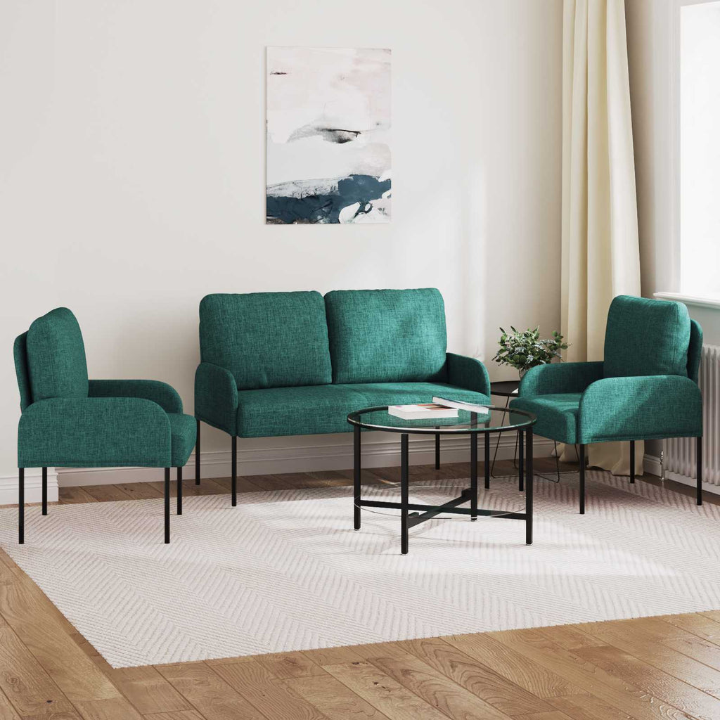 Sofa Sets 3 Pcs Dark Green 115 X 56 X 80 Cm Plywood