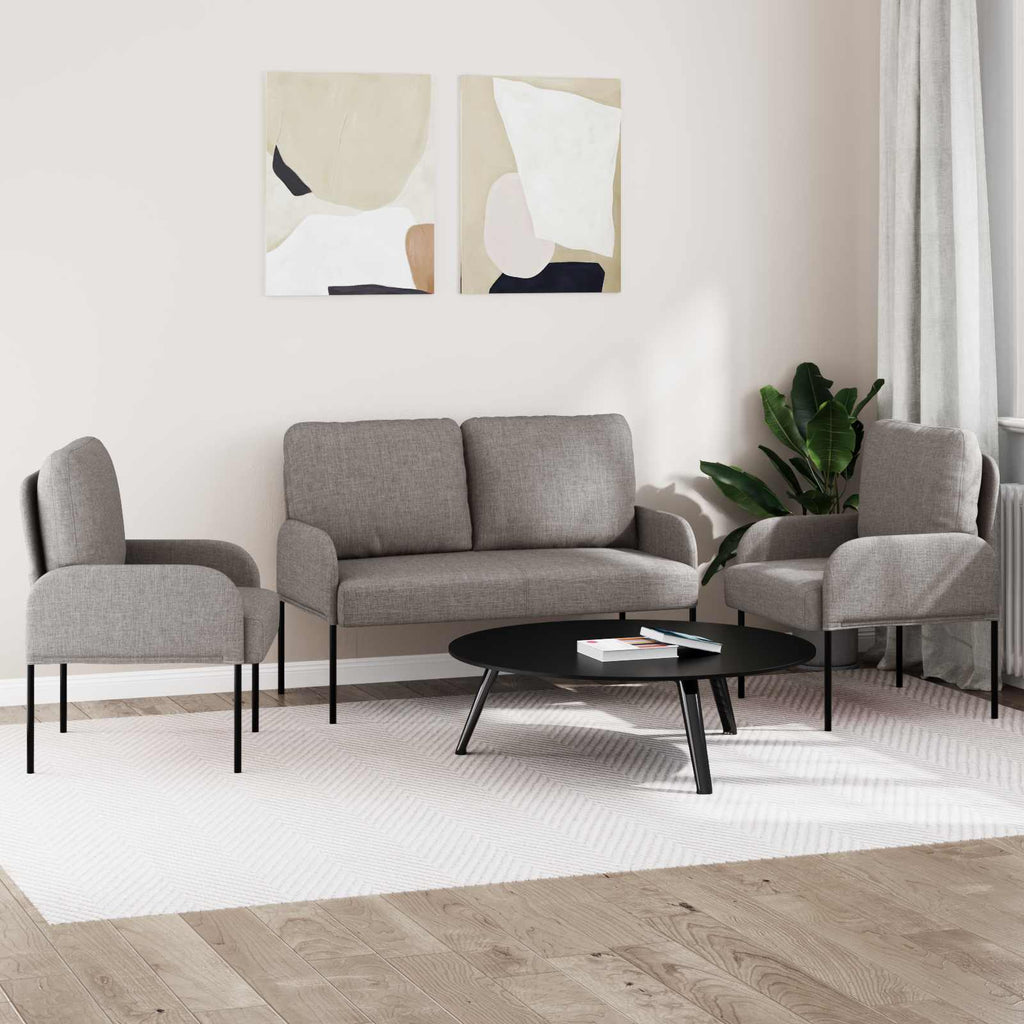 Sofa Sets With Cushion 3 Pcs Taupe 115 X 56 X 80 Cm Plywood