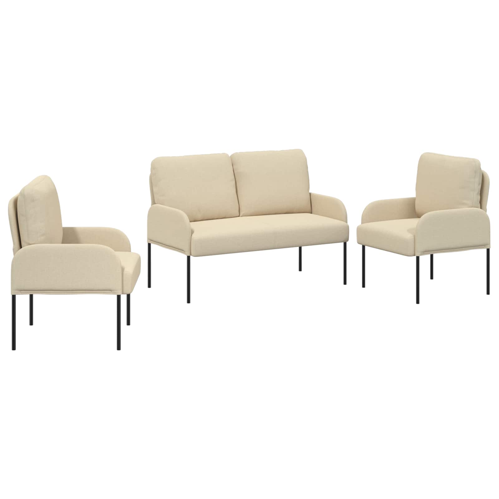 Sofa Sets With Cushion 3 Pcs Cream 115 X 56 X 80 Cm Plywood