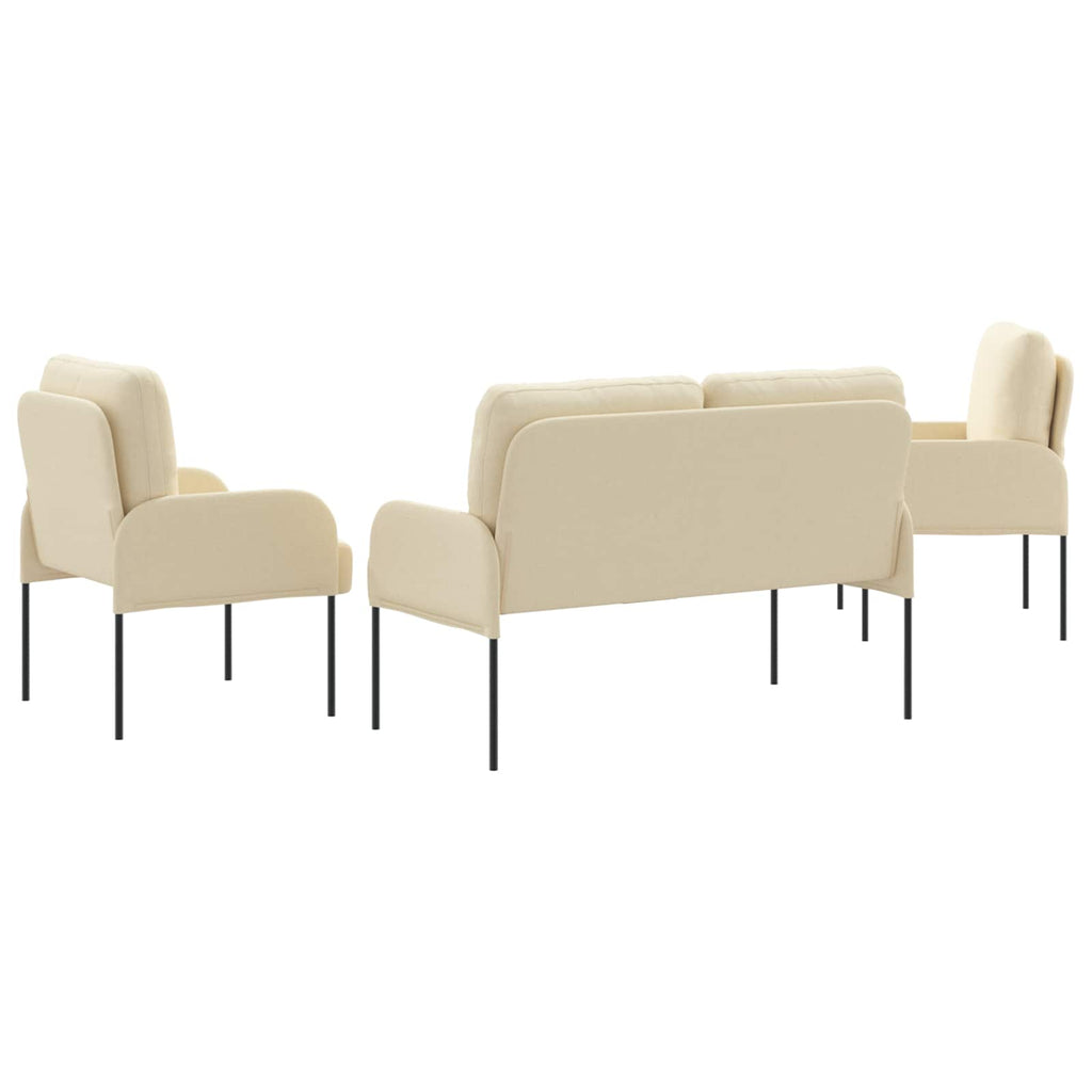 Sofa Sets With Cushion 3 Pcs Cream 115 X 56 X 80 Cm Plywood