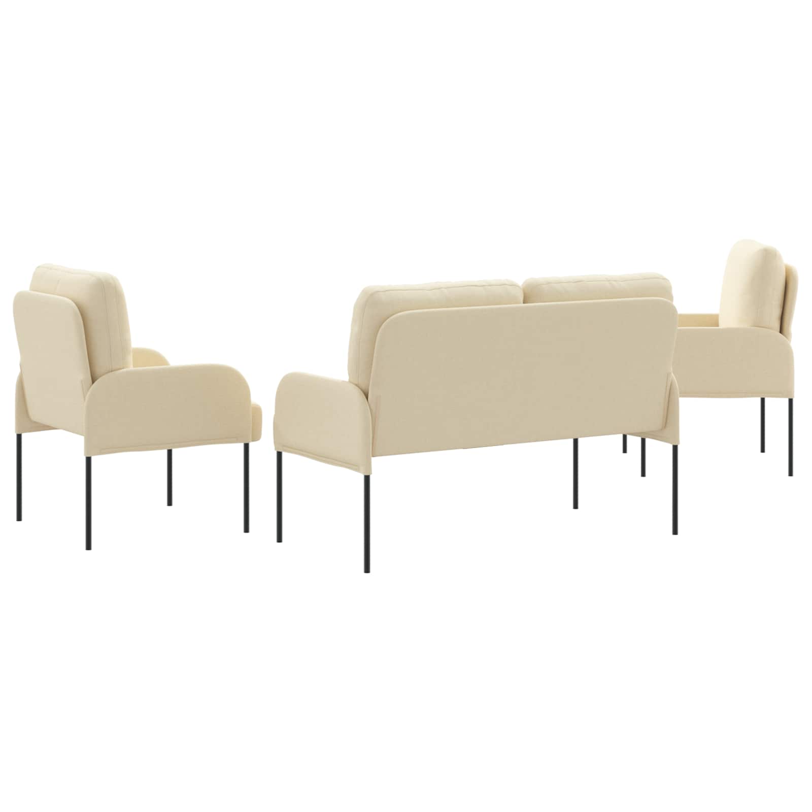 Sofa Sets With Cushion 3 Pcs Cream 115 X 56 X 80 Cm Plywood