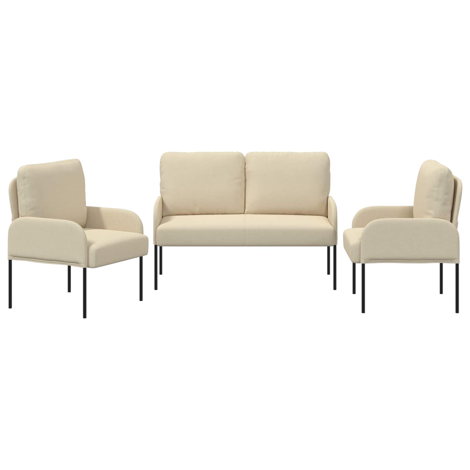Sofa Sets With Cushion 3 Pcs Cream 115 X 56 X 80 Cm Plywood