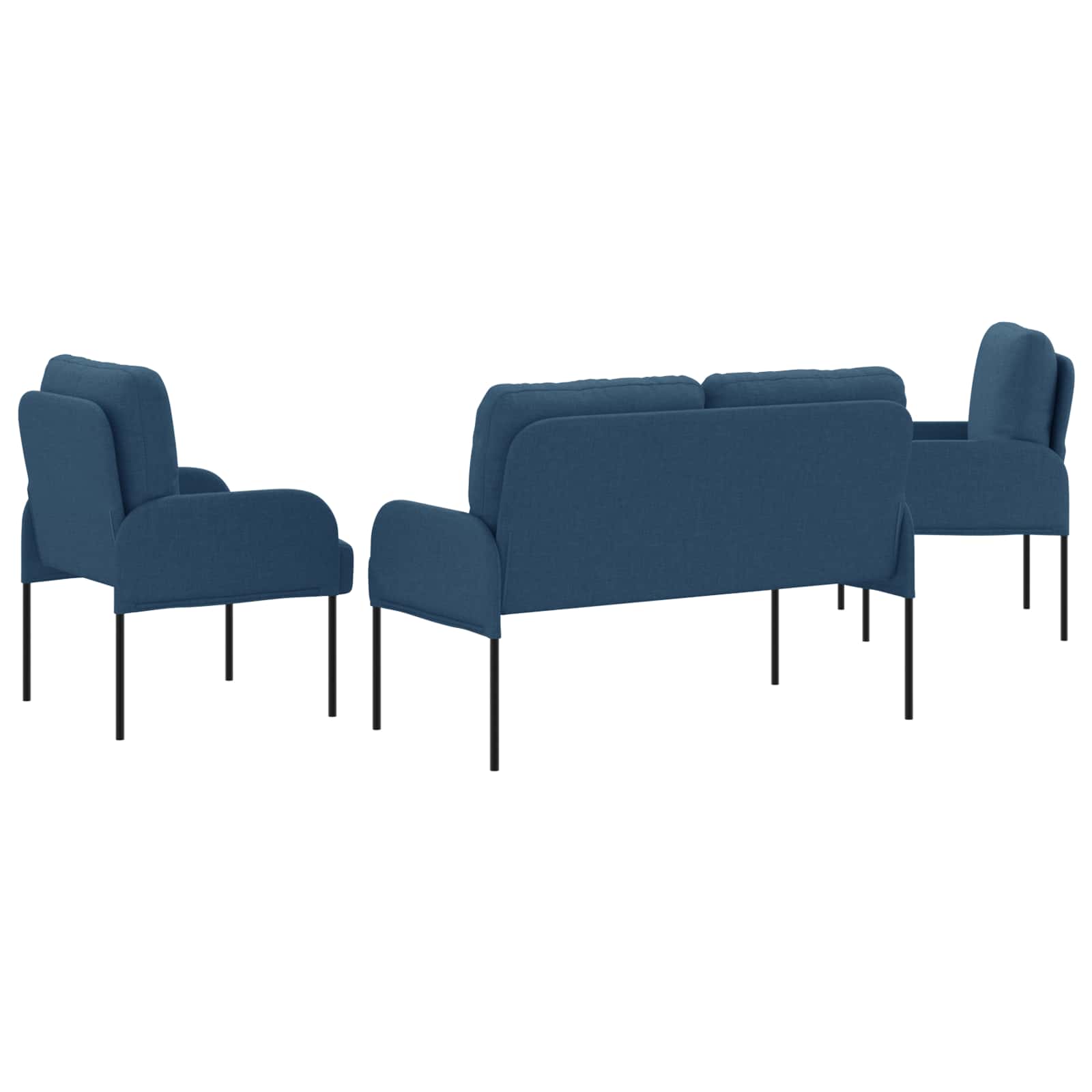 Sofa Sets With Cushion 3 Pcs Blue 115 X 56 X 80 Cm Plywood