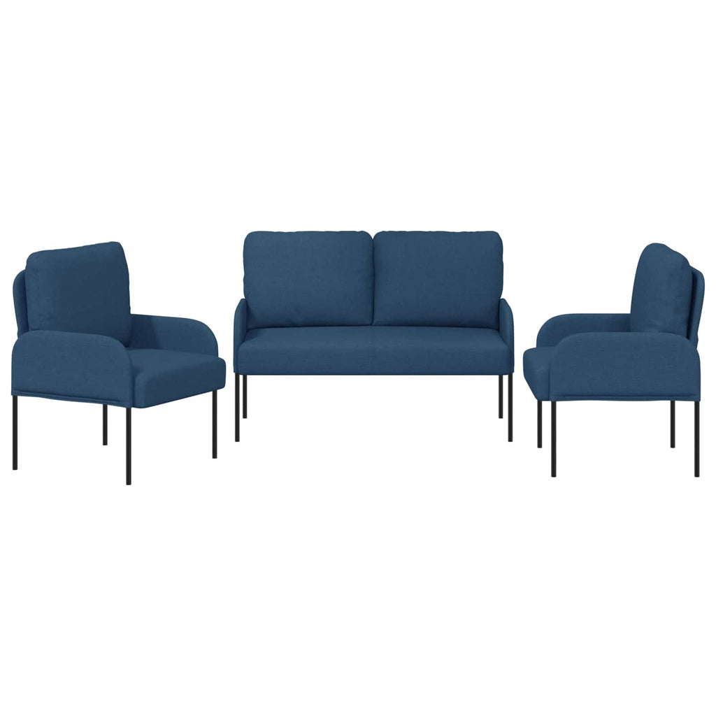 Sofa Sets With Cushion 3 Pcs Blue 115 X 56 X 80 Cm Plywood