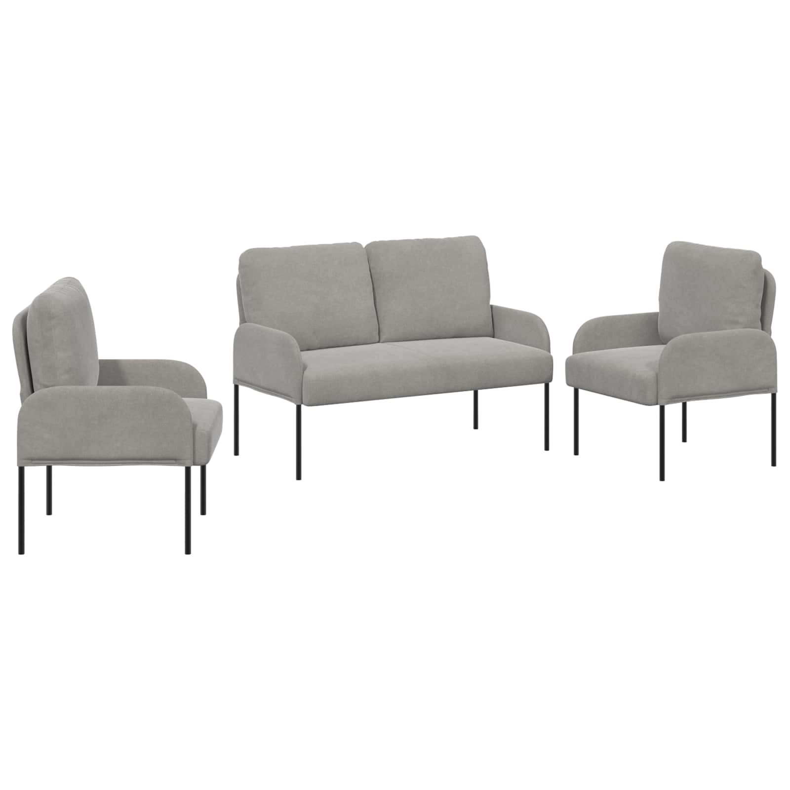 Sofa Sets 3 Pcs Light Grey 115 X 56 X 80 Cm Plywood