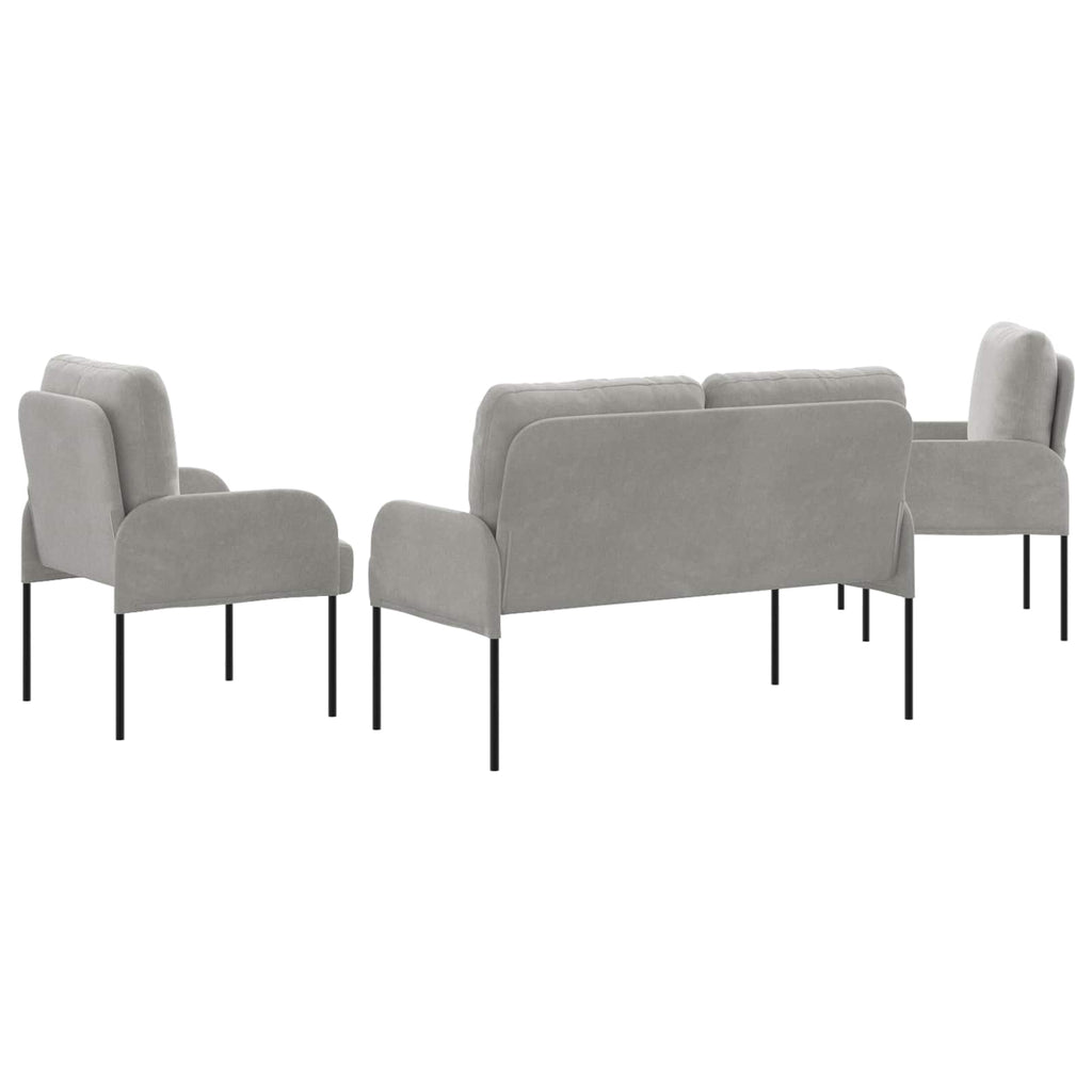 Sofa Sets 3 Pcs Light Grey 115 X 56 X 80 Cm Plywood