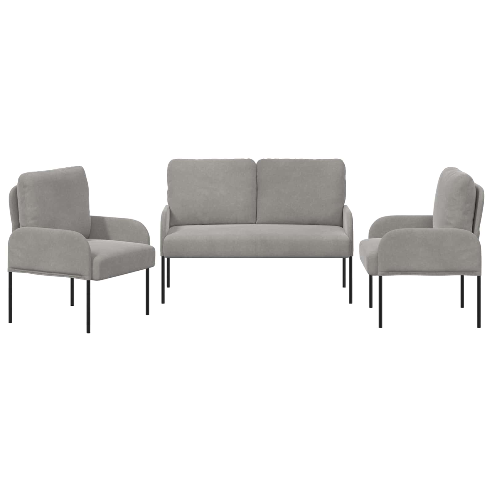 Sofa Sets 3 Pcs Light Grey 115 X 56 X 80 Cm Plywood