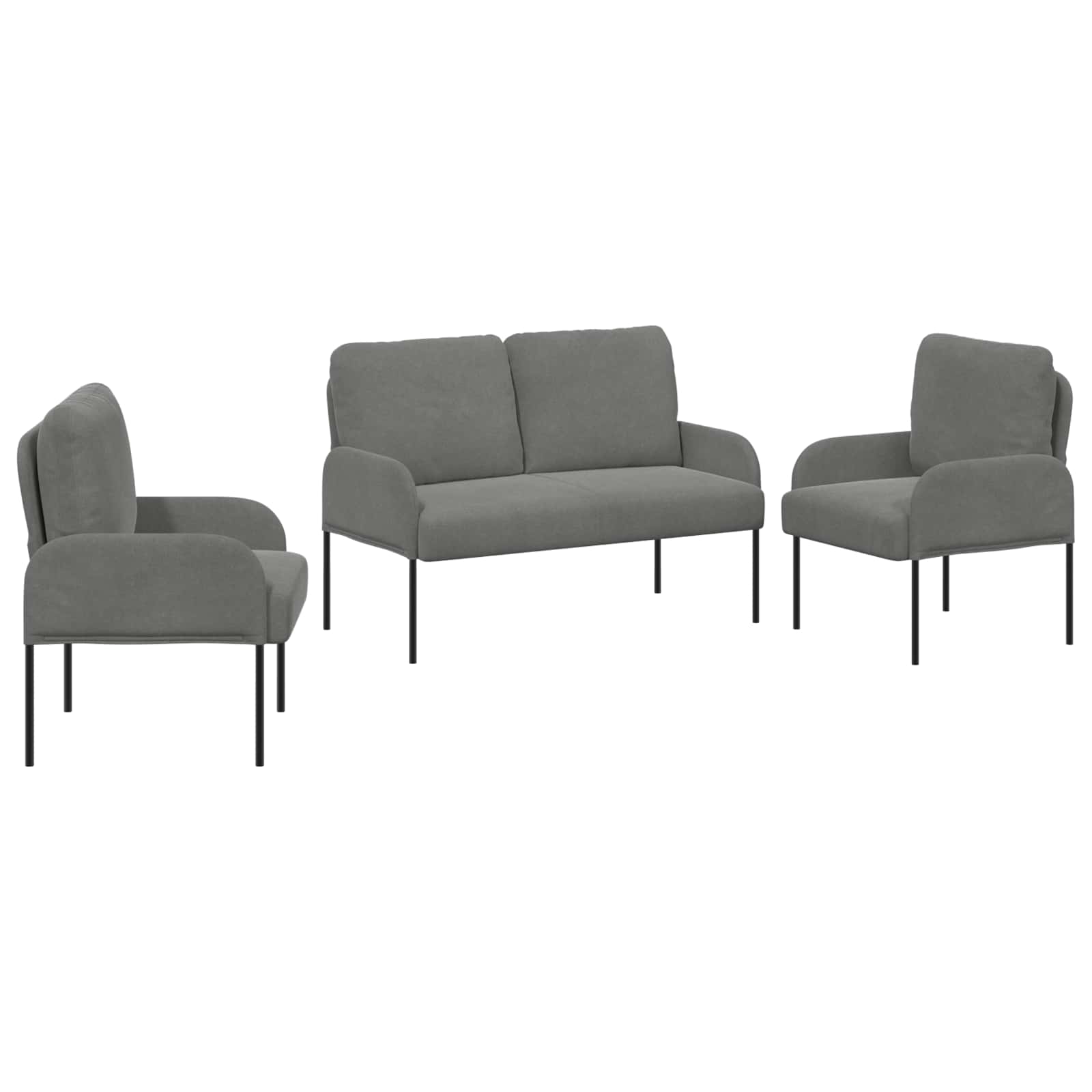 Sofa Sets With Cushion 3 Pcs Dark Grey 115 X 56 X 80 Cm Plywood