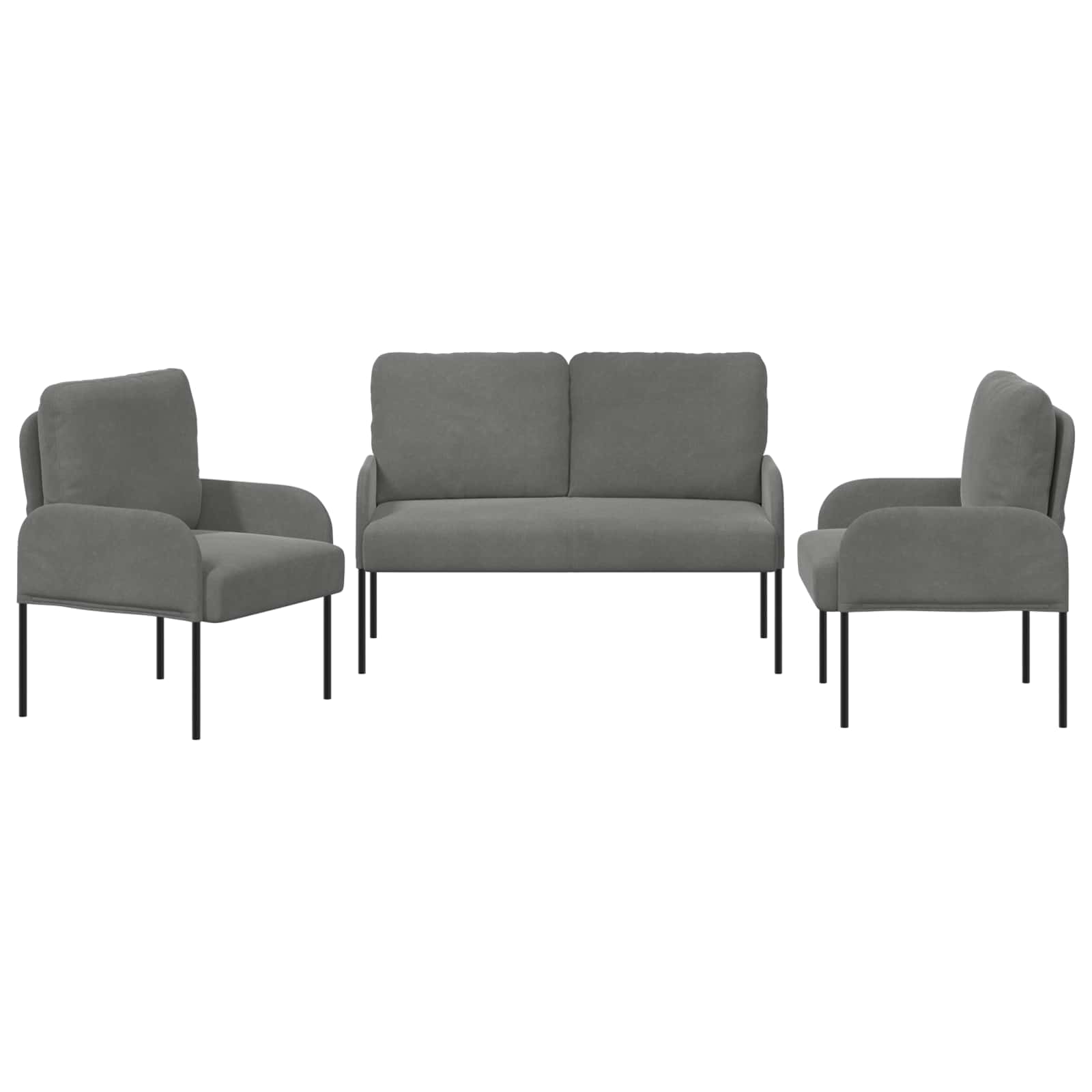 Sofa Sets With Cushion 3 Pcs Dark Grey 115 X 56 X 80 Cm Plywood