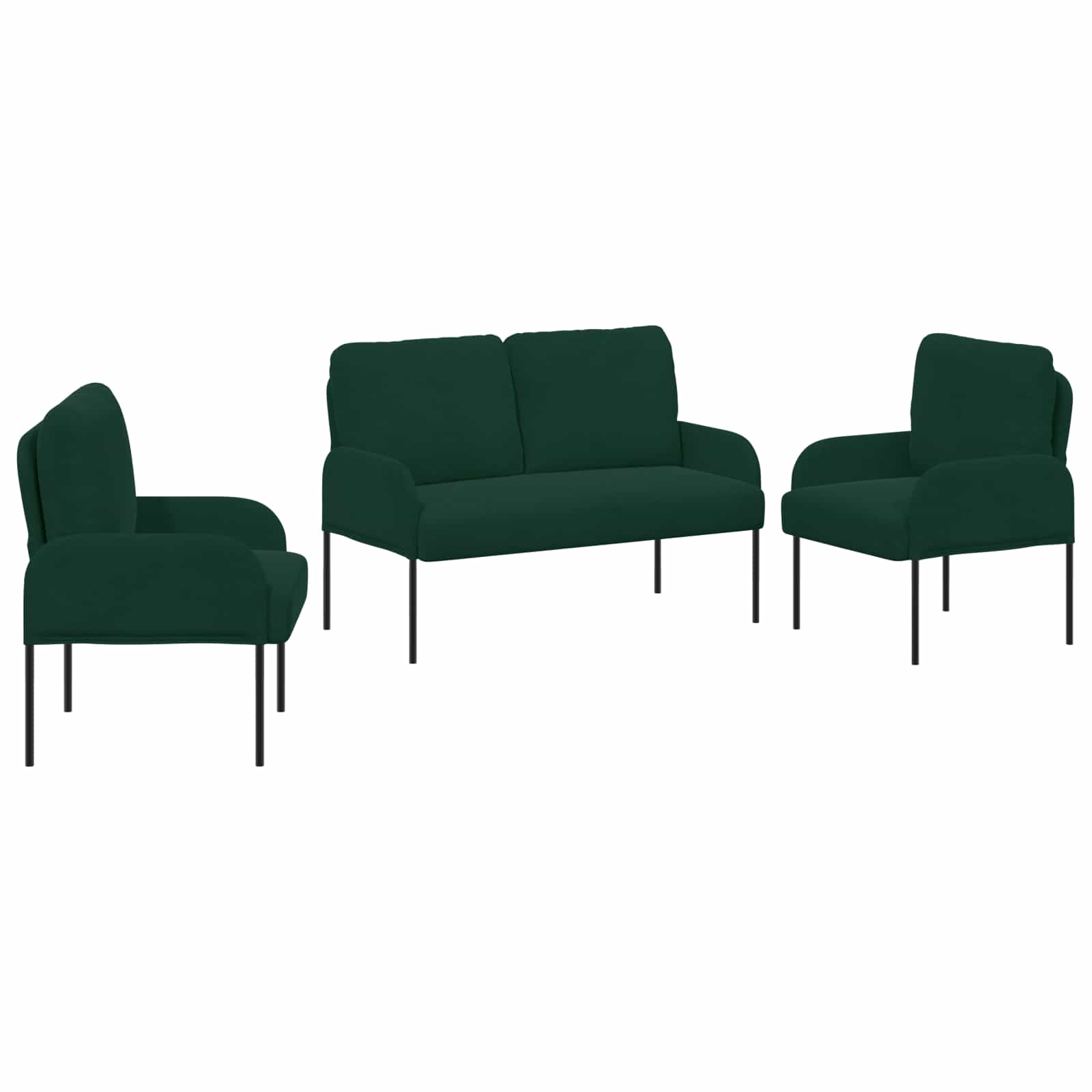 Sofa Sets 3 Pcs Dark Green 115 X 56 X 80 Cm Plywood