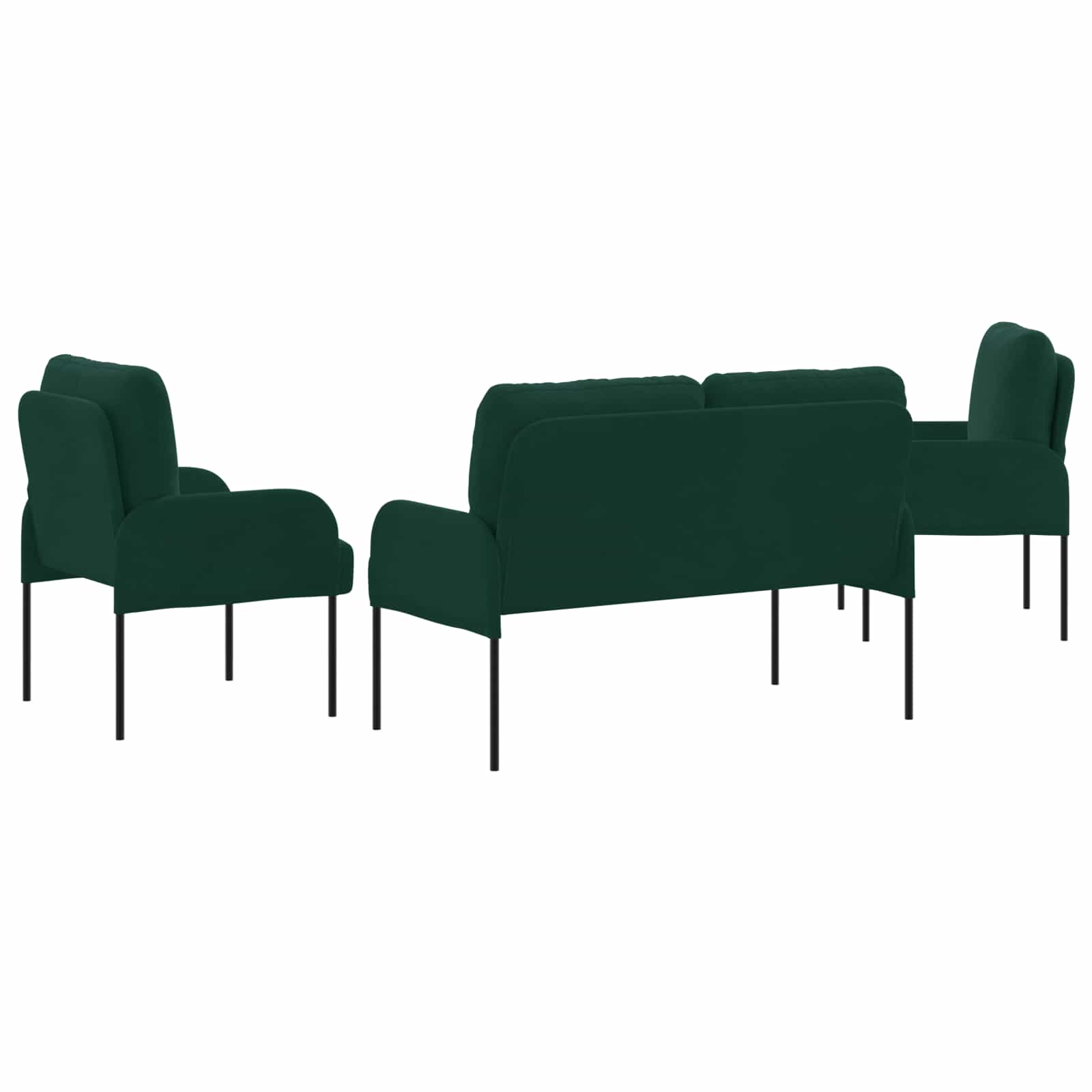 Sofa Sets 3 Pcs Dark Green 115 X 56 X 80 Cm Plywood