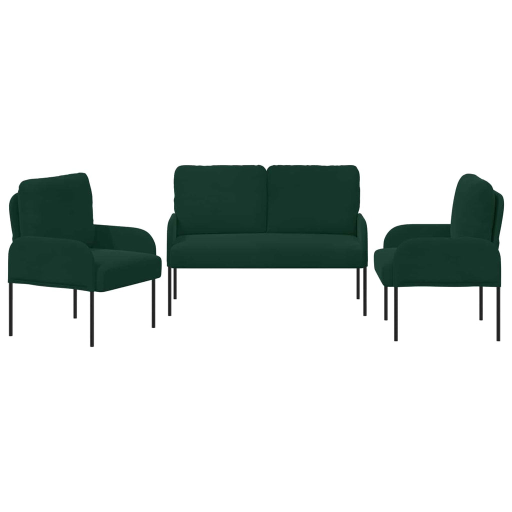 Sofa Sets 3 Pcs Dark Green 115 X 56 X 80 Cm Plywood
